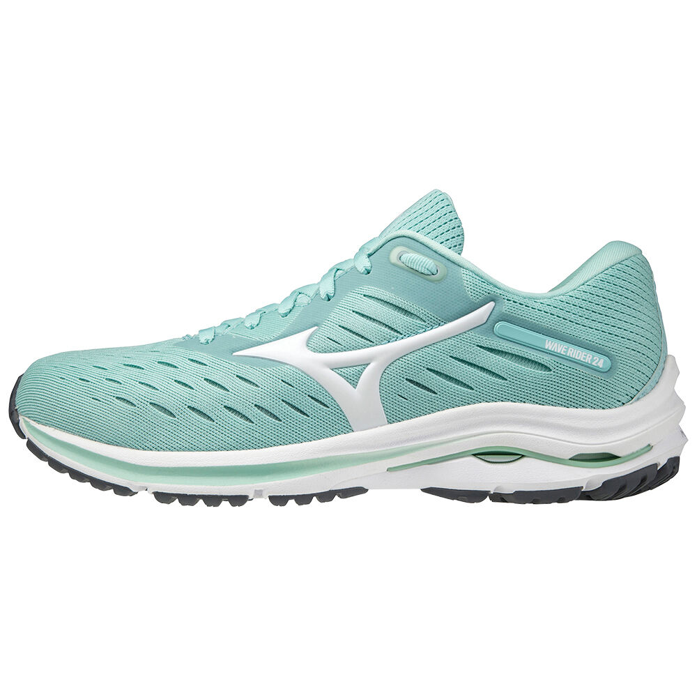 Damske Bezecke Topanky Mizuno Wave Rider 24 Tyrkysové/Biele Vypredaj EHXN76453